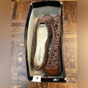 Christian Siriano Brown Netted Flats